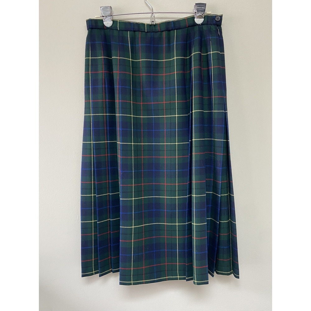 Pendleton Signature Tartan 100% Wool Pleated Plaid Skirt Midi Womens 14 Petite
